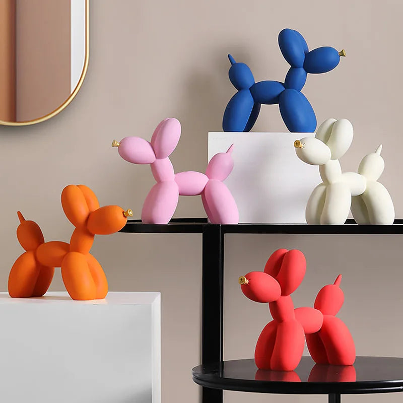 Colorful Balloon Dog Figurines – Artistic Resin Sculptures for Modern Home & Office Décor