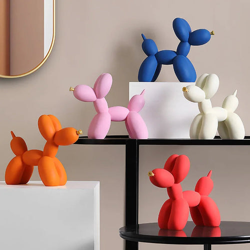 Colorful Balloon Dog Figurines – Artistic Resin Sculptures for Modern Home & Office Décor