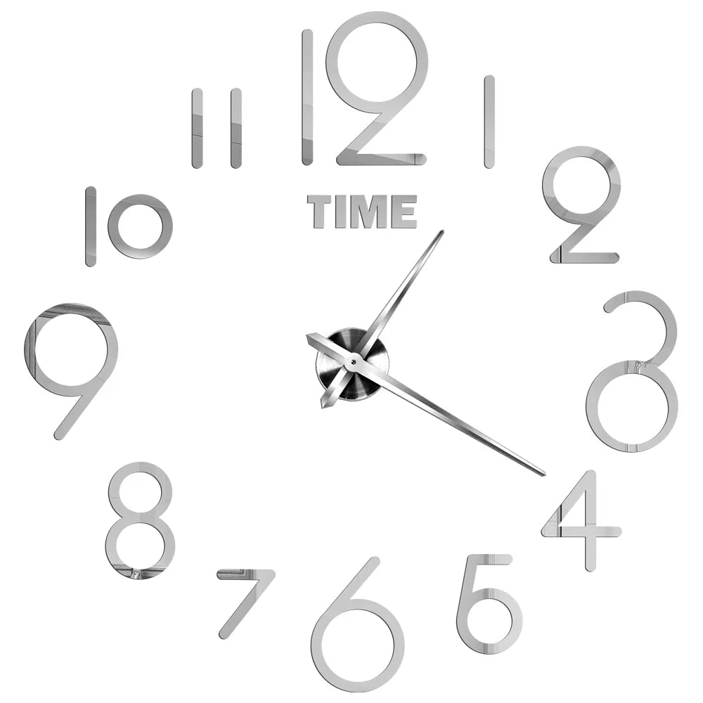 DIY 3D Self-Adhesive Mirrored Acrylic Wall Clock – Modern Frameless Timepiece for Home & Office