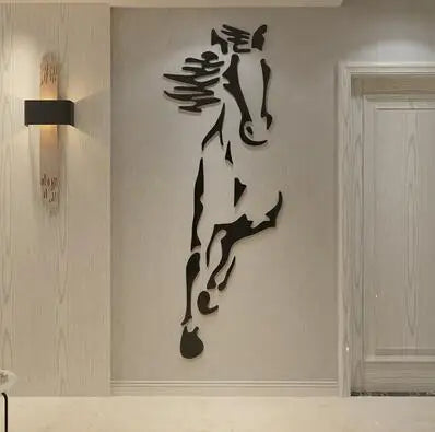 Acrylic 3D Horse Wall Sticker – Removable Decorative Mural for Home & Office