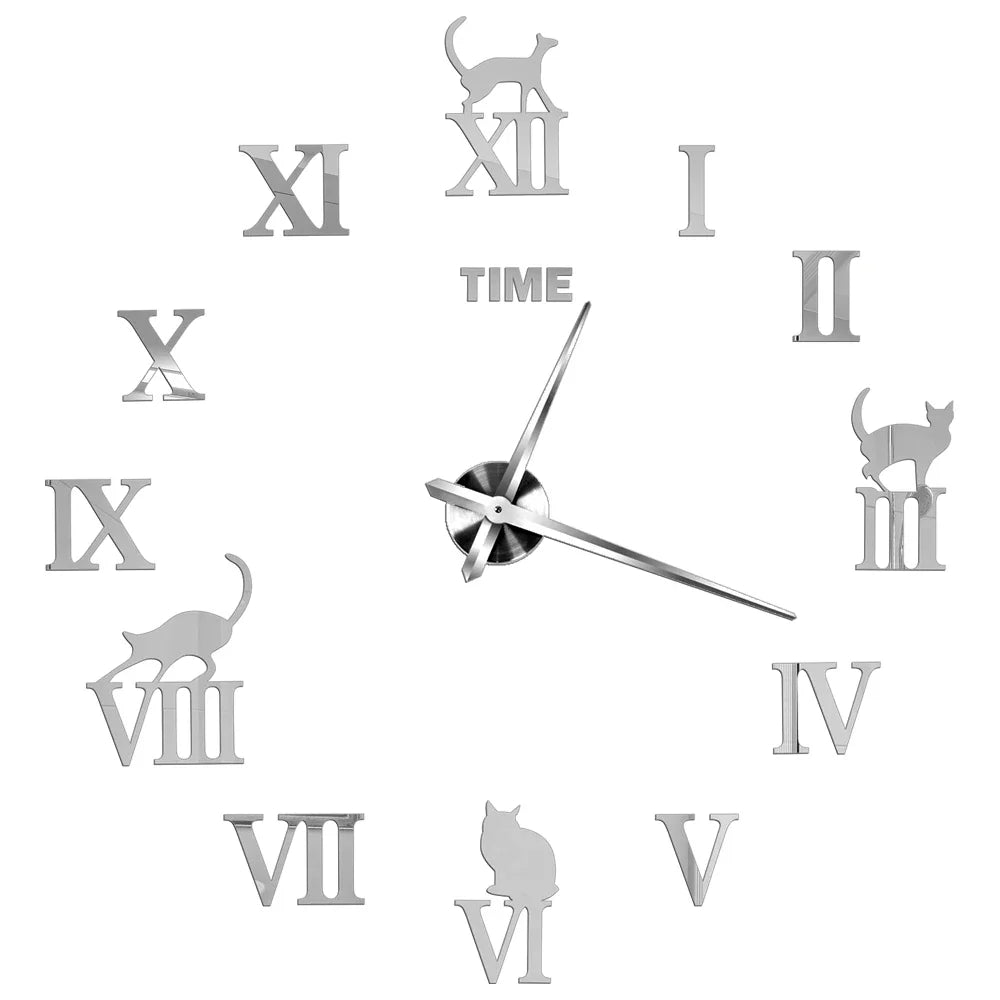 DIY 3D Self-Adhesive Mirrored Acrylic Wall Clock – Modern Frameless Timepiece for Home & Office
