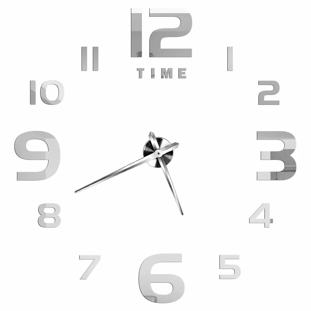 DIY 3D Self-Adhesive Mirrored Acrylic Wall Clock – Modern Frameless Timepiece for Home & Office