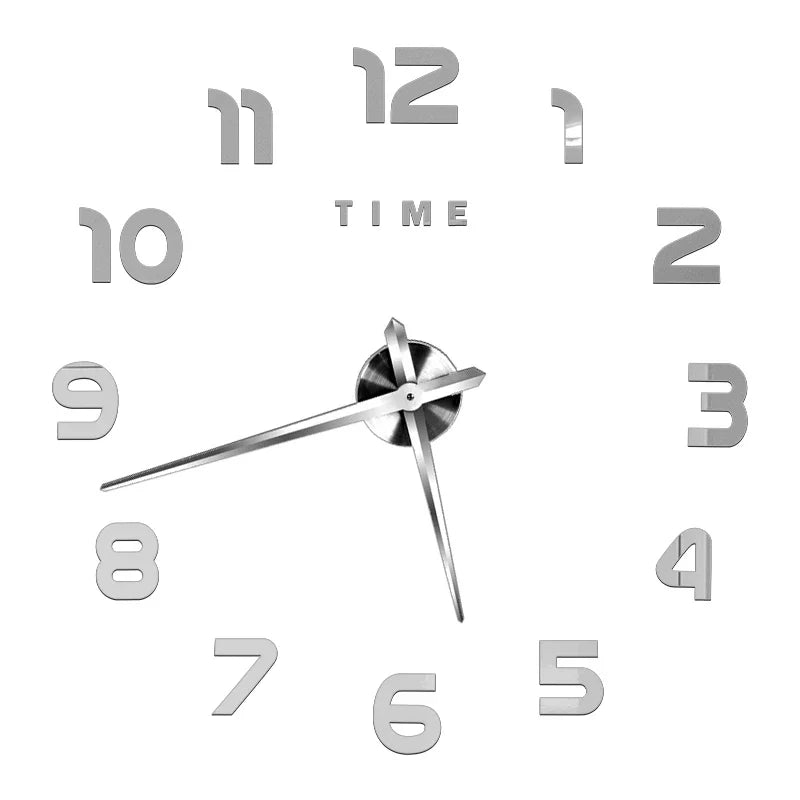 DIY 3D Self-Adhesive Mirrored Acrylic Wall Clock – Modern Frameless Timepiece for Home & Office