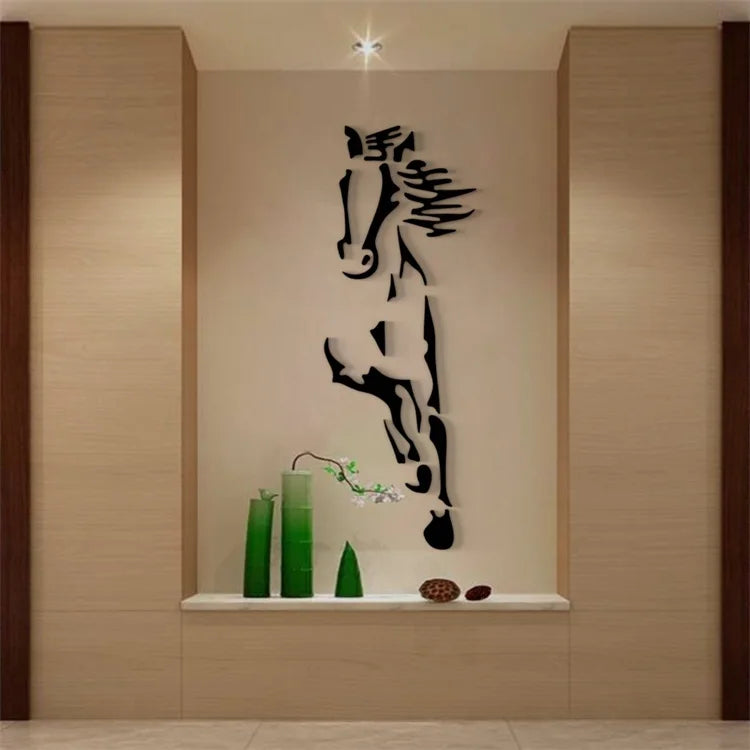 Acrylic 3D Horse Wall Sticker – Removable Decorative Mural for Home & Office