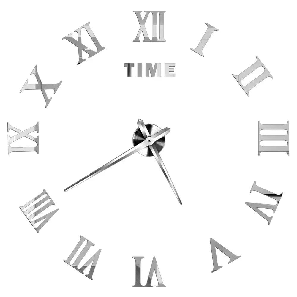 DIY 3D Self-Adhesive Mirrored Acrylic Wall Clock – Modern Frameless Timepiece for Home & Office