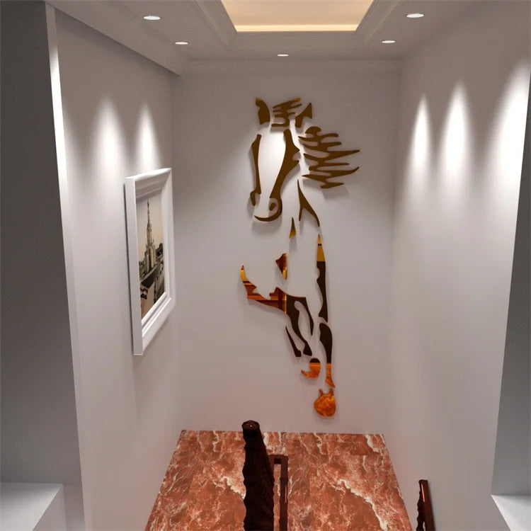 Acrylic 3D Horse Wall Sticker – Removable Decorative Mural for Home & Office