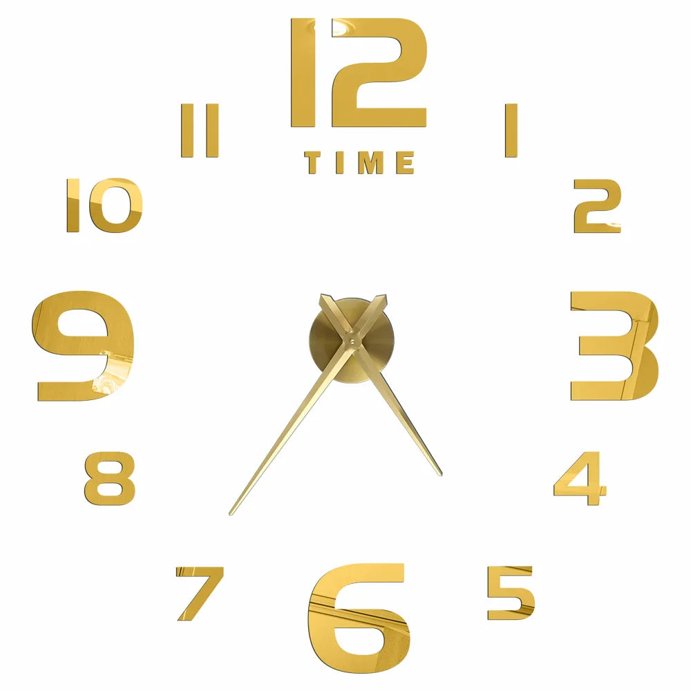DIY 3D Self-Adhesive Mirrored Acrylic Wall Clock – Modern Frameless Timepiece for Home & Office