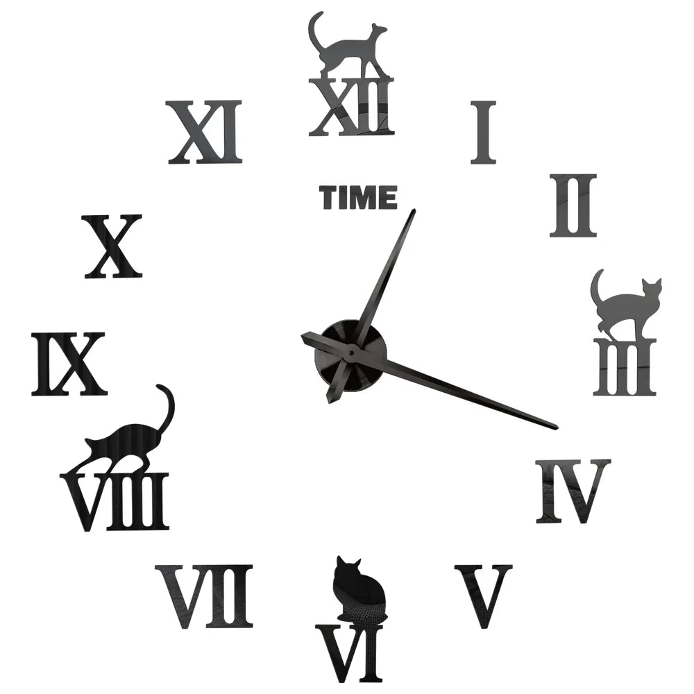DIY 3D Self-Adhesive Mirrored Acrylic Wall Clock – Modern Frameless Timepiece for Home & Office