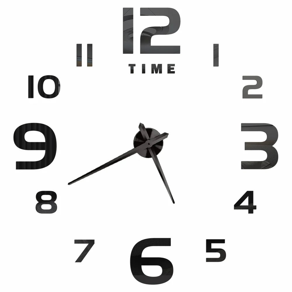 DIY 3D Self-Adhesive Mirrored Acrylic Wall Clock – Modern Frameless Timepiece for Home & Office