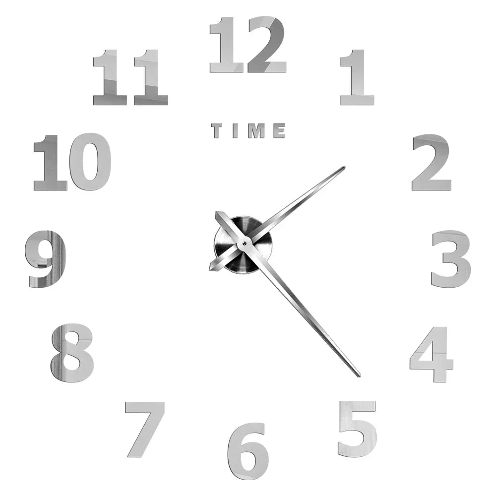 DIY 3D Self-Adhesive Mirrored Acrylic Wall Clock – Modern Frameless Timepiece for Home & Office