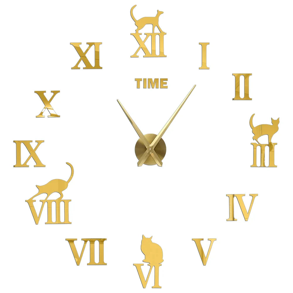 DIY 3D Self-Adhesive Mirrored Acrylic Wall Clock – Modern Frameless Timepiece for Home & Office