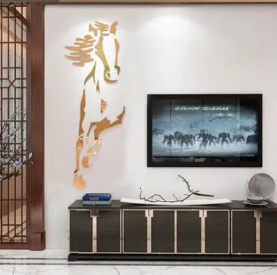 Acrylic 3D Horse Wall Sticker – Removable Decorative Mural for Home & Office
