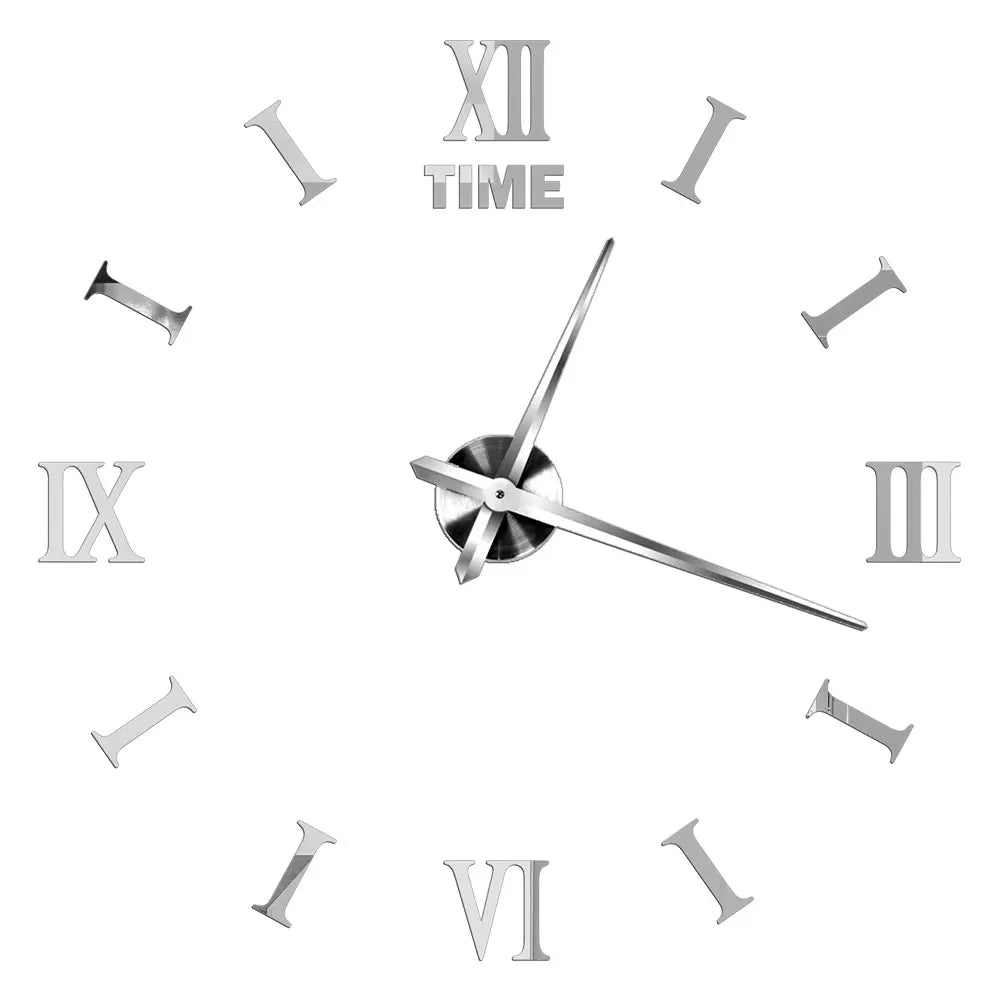 DIY 3D Self-Adhesive Mirrored Acrylic Wall Clock – Modern Frameless Timepiece for Home & Office