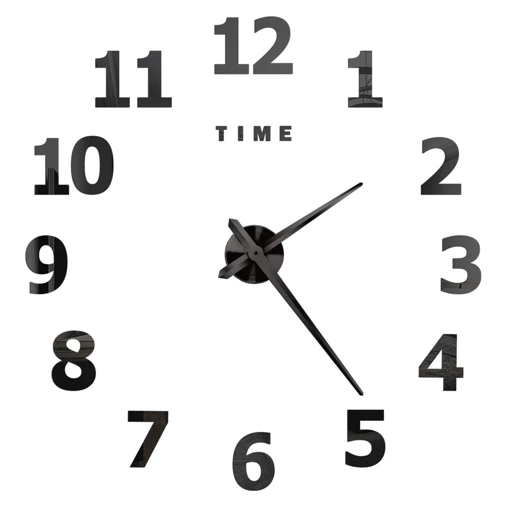 DIY 3D Self-Adhesive Mirrored Acrylic Wall Clock – Modern Frameless Timepiece for Home & Office