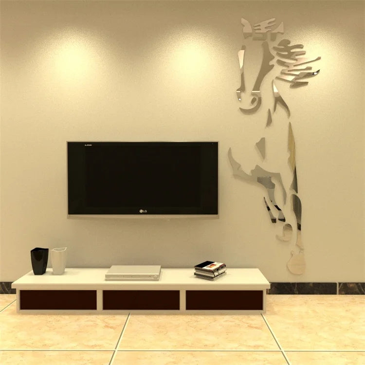 Acrylic 3D Horse Wall Sticker – Removable Decorative Mural for Home & Office
