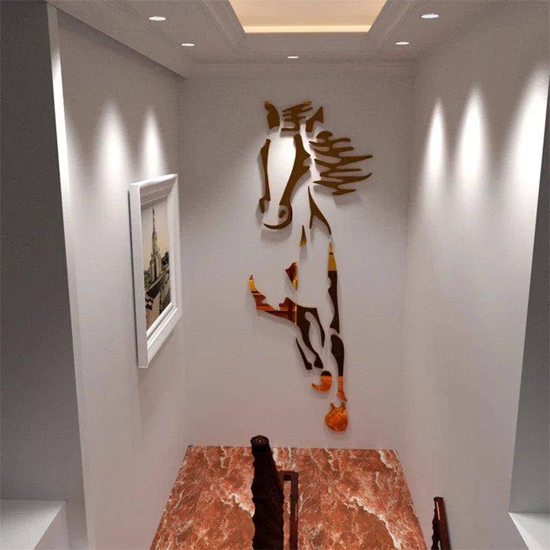 Acrylic 3D Horse Wall Sticker – Removable Decorative Mural for Home & Office
