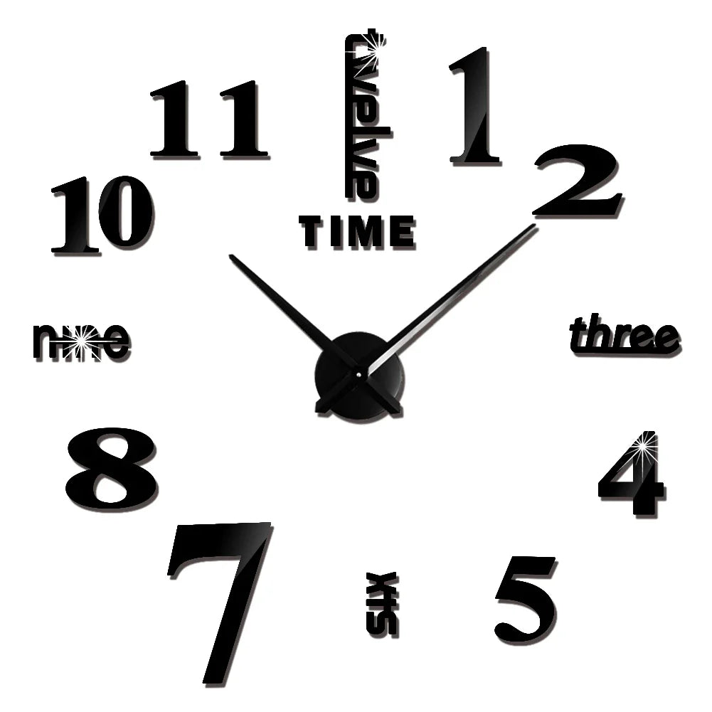 DIY 3D Self-Adhesive Mirrored Acrylic Wall Clock – Modern Frameless Timepiece for Home & Office