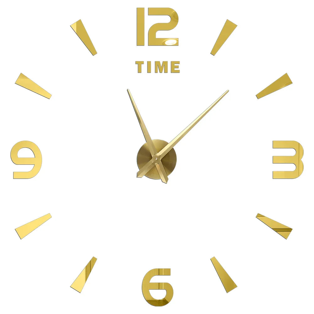 DIY 3D Self-Adhesive Mirrored Acrylic Wall Clock – Modern Frameless Timepiece for Home & Office
