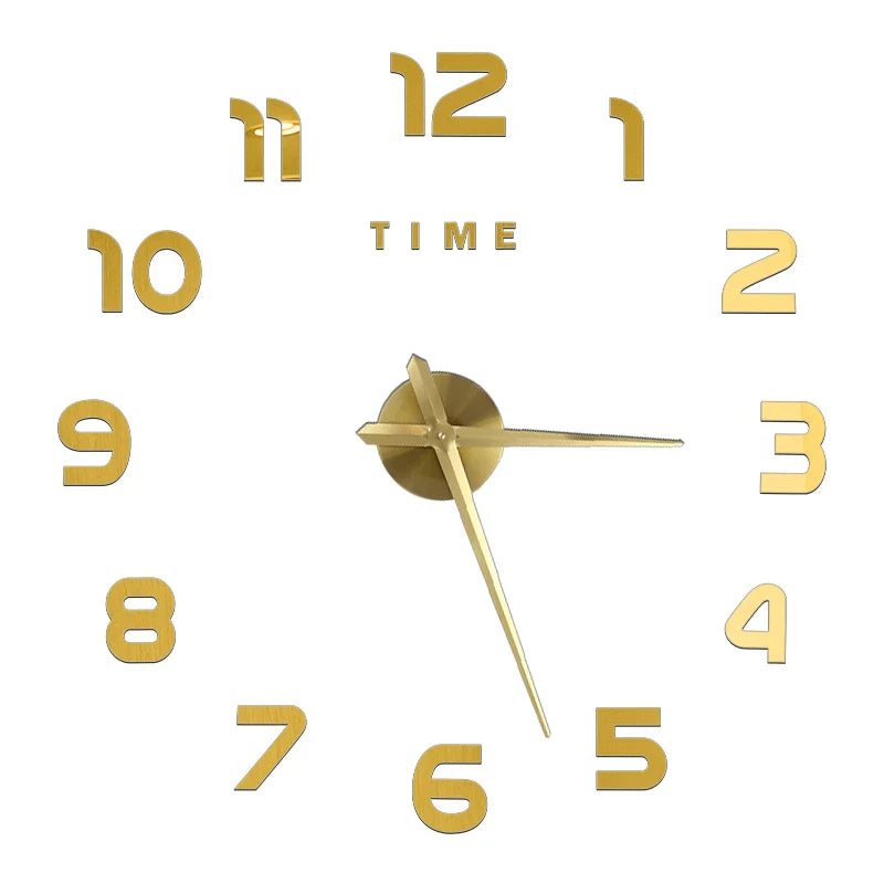 DIY 3D Self-Adhesive Mirrored Acrylic Wall Clock – Modern Frameless Timepiece for Home & Office