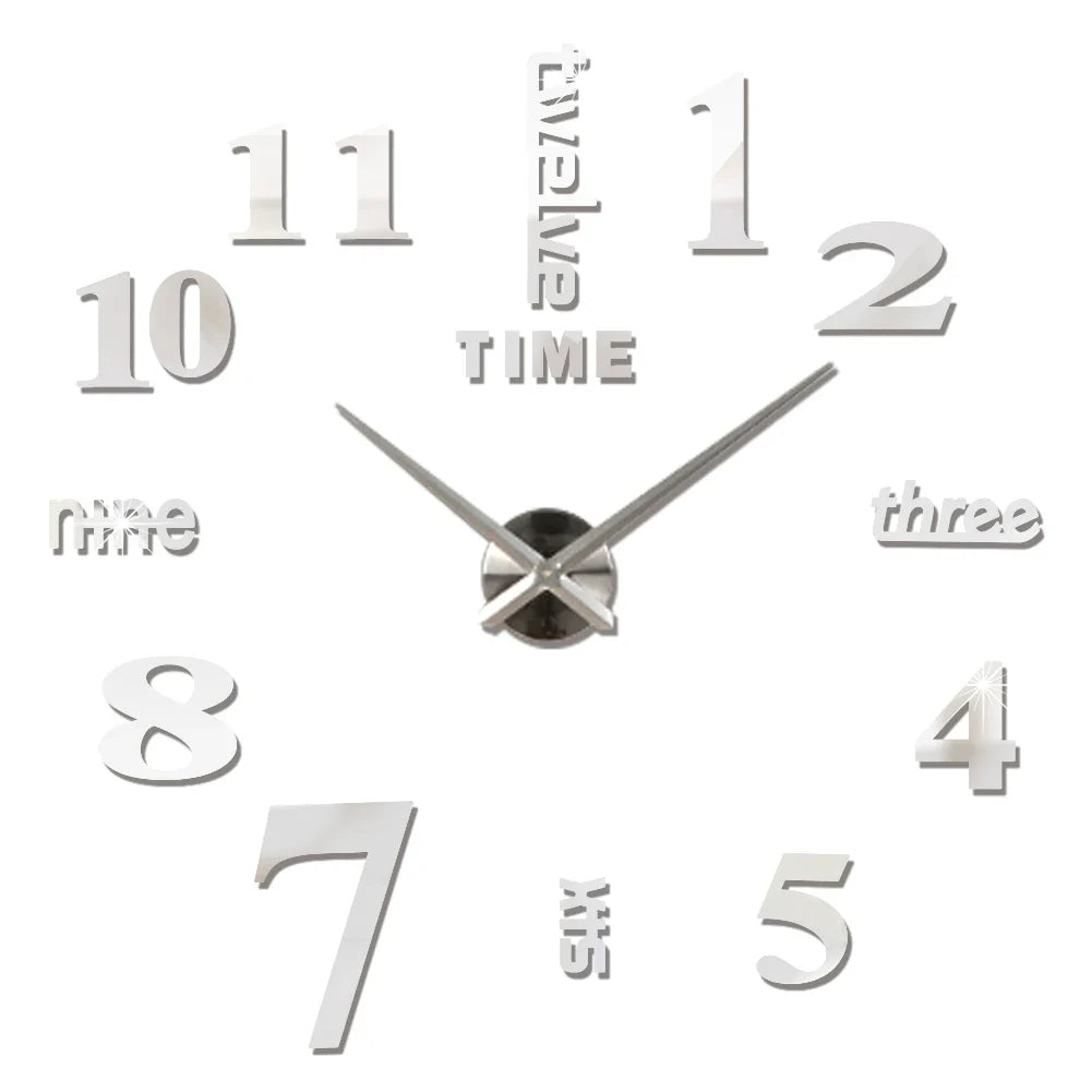 DIY 3D Self-Adhesive Mirrored Acrylic Wall Clock – Modern Frameless Timepiece for Home & Office