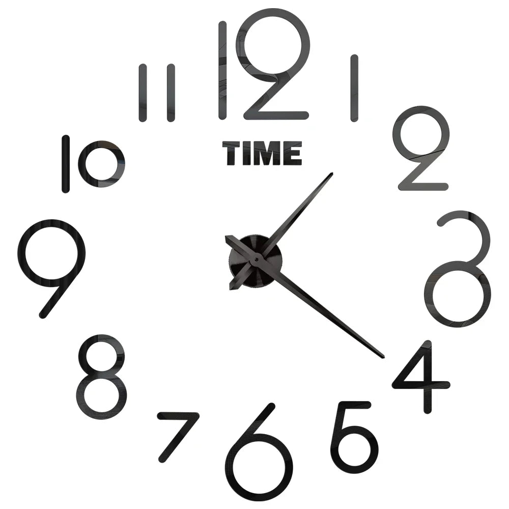 DIY 3D Self-Adhesive Mirrored Acrylic Wall Clock – Modern Frameless Timepiece for Home & Office