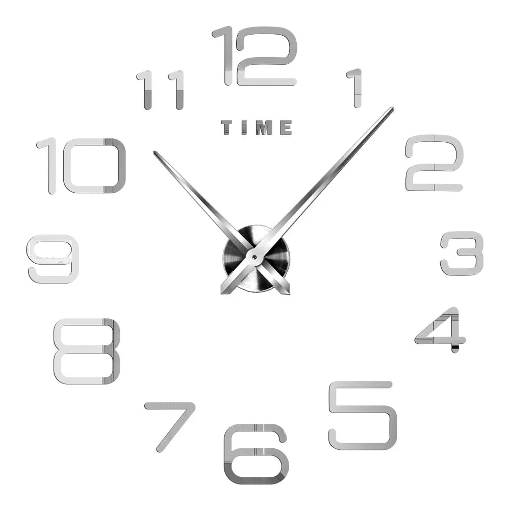 DIY 3D Self-Adhesive Mirrored Acrylic Wall Clock – Modern Frameless Timepiece for Home & Office
