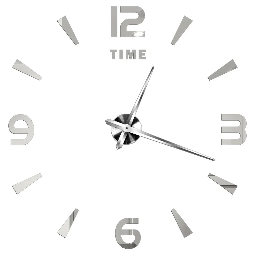 DIY 3D Self-Adhesive Mirrored Acrylic Wall Clock – Modern Frameless Timepiece for Home & Office