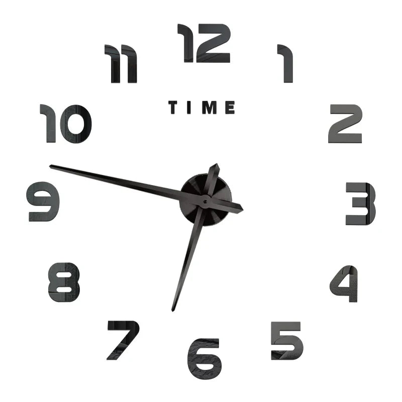 DIY 3D Self-Adhesive Mirrored Acrylic Wall Clock – Modern Frameless Timepiece for Home & Office