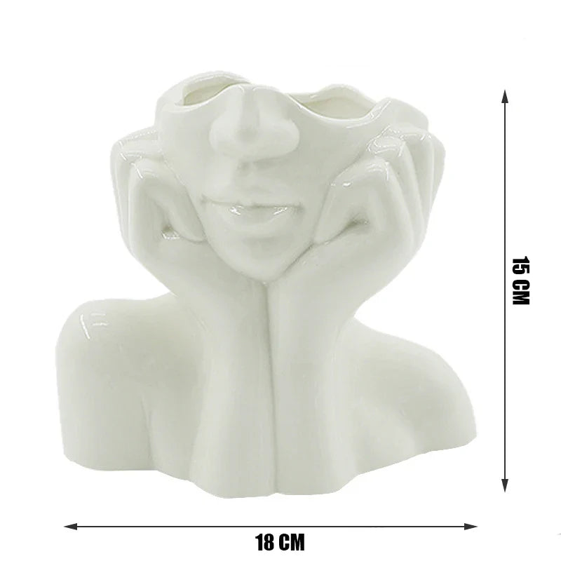 Serenity Ceramic Head Vases – Elegant Sculptural Planters for Modern Interiors