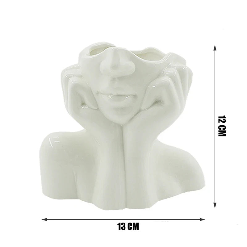 Serenity Ceramic Head Vases – Elegant Sculptural Planters for Modern Interiors