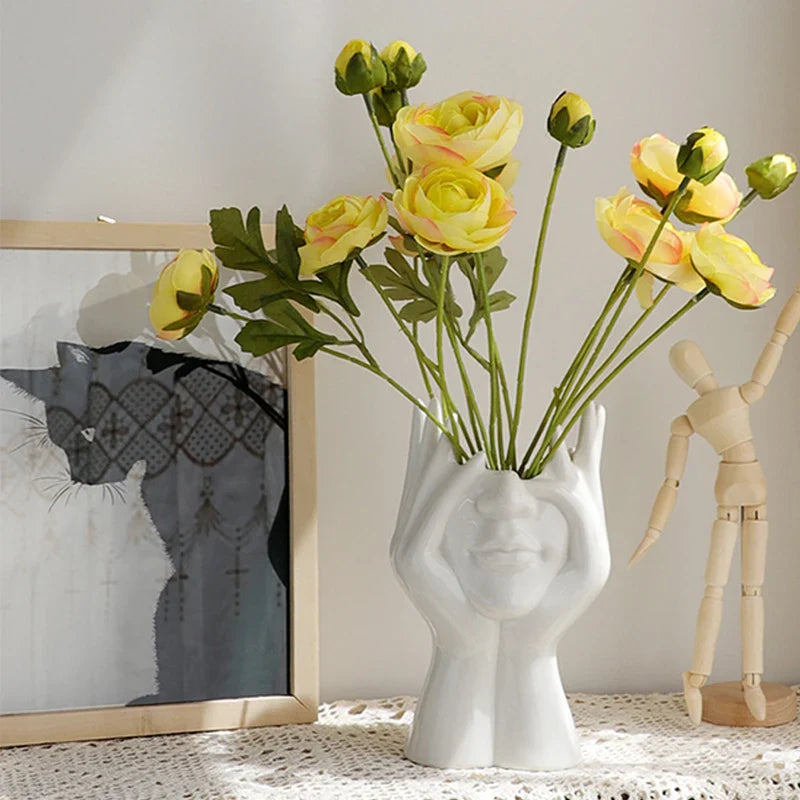 Serenity Ceramic Head Vases – Elegant Sculptural Planters for Modern Interiors