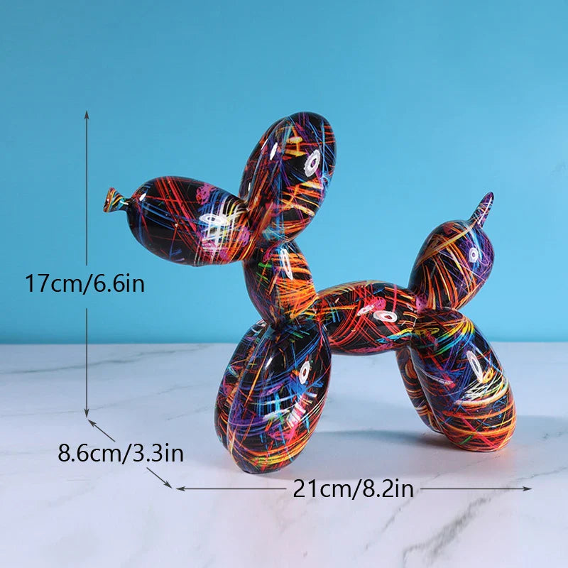 Colorful Balloon Dog Figurines – Artistic Resin Sculptures for Modern Home & Office Décor