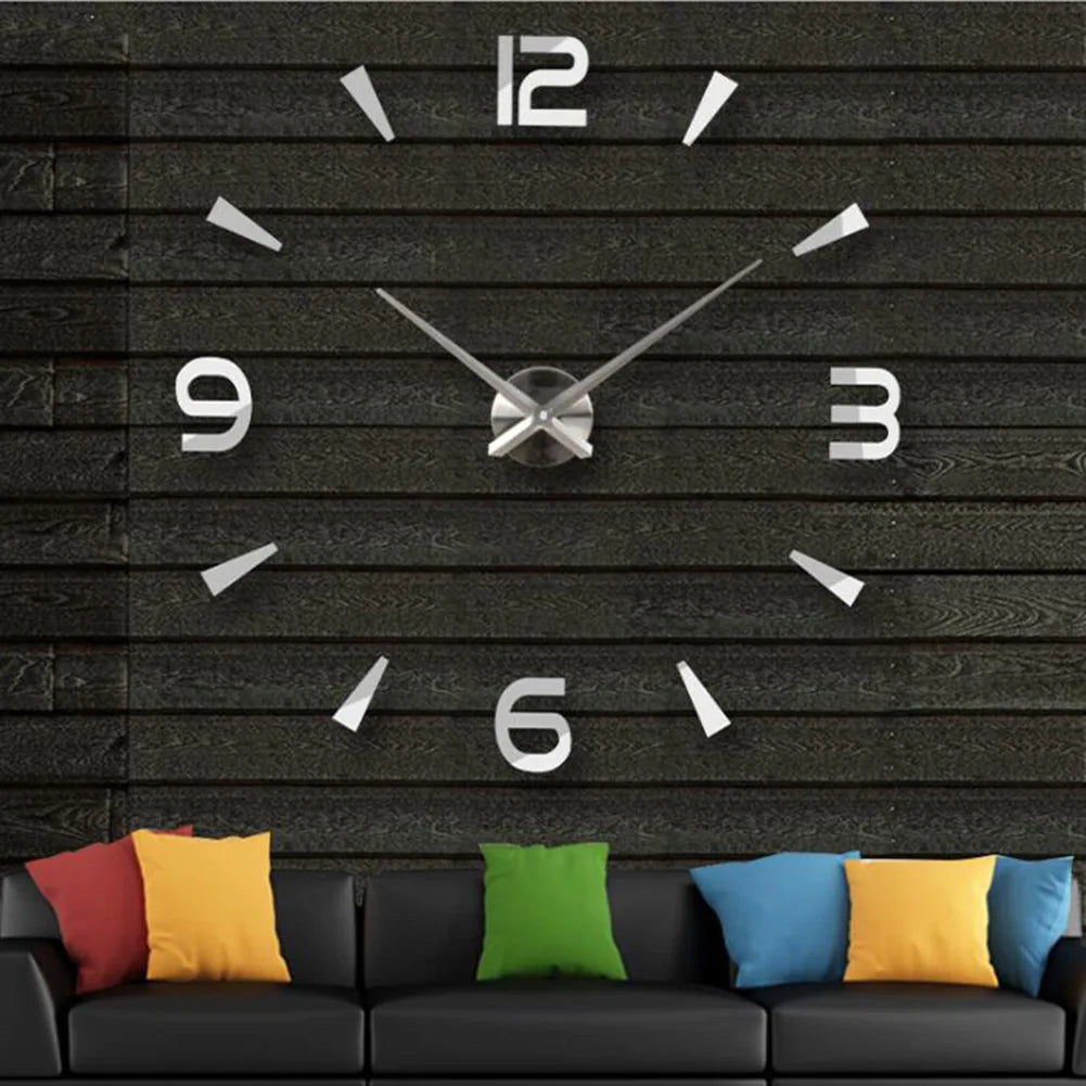 DIY 3D Self-Adhesive Mirrored Acrylic Wall Clock – Modern Frameless Timepiece for Home & Office
