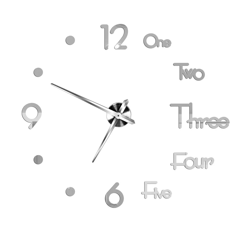 DIY 3D Self-Adhesive Mirrored Acrylic Wall Clock – Modern Frameless Timepiece for Home & Office