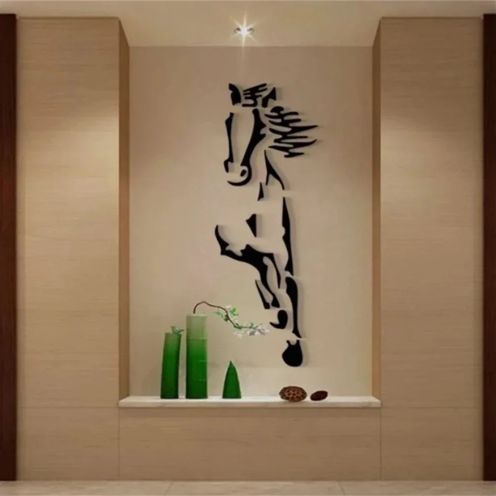 Acrylic 3D Horse Wall Sticker – Removable Decorative Mural for Home & Office