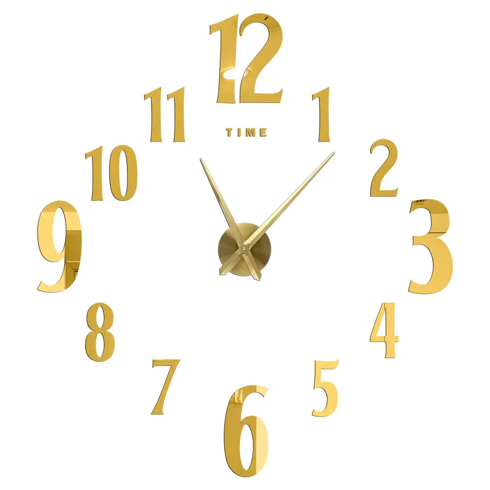 DIY 3D Self-Adhesive Mirrored Acrylic Wall Clock – Modern Frameless Timepiece for Home & Office