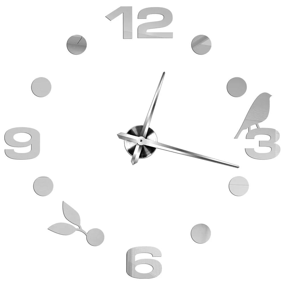 DIY 3D Self-Adhesive Mirrored Acrylic Wall Clock – Modern Frameless Timepiece for Home & Office