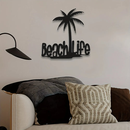 Beach Life Coconut Tree Metal Wall Art – 3D Tropical Wall Decor