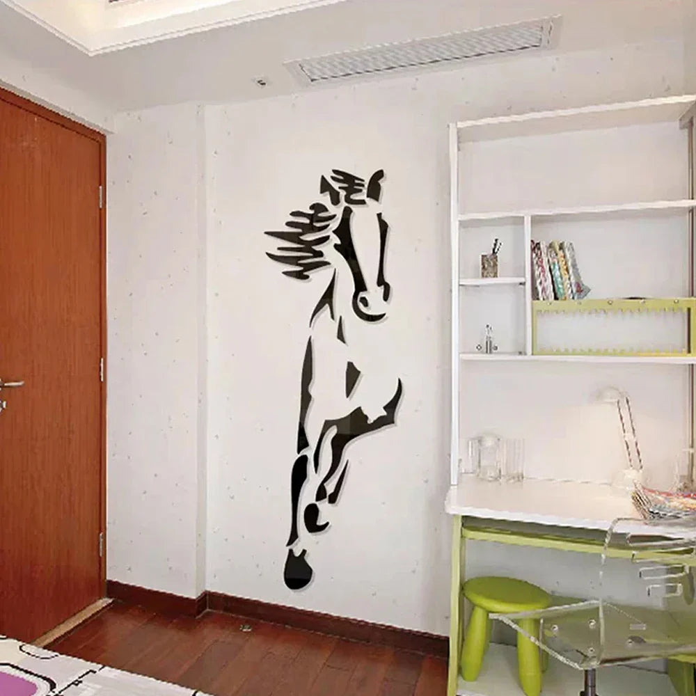 Acrylic 3D Horse Wall Sticker – Removable Decorative Mural for Home & Office