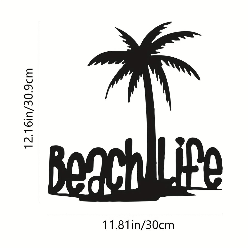 Beach Life Coconut Tree Metal Wall Art – 3D Tropical Wall Decor