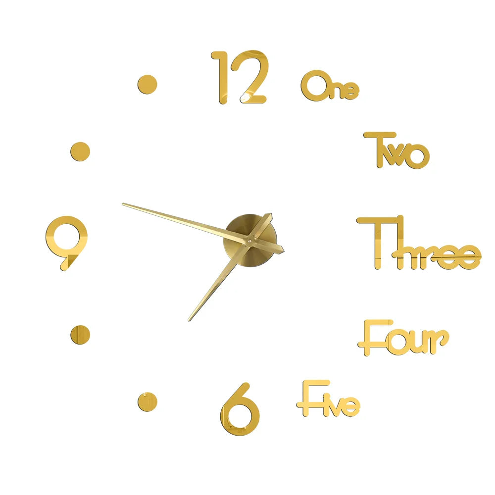 DIY 3D Self-Adhesive Mirrored Acrylic Wall Clock – Modern Frameless Timepiece for Home & Office