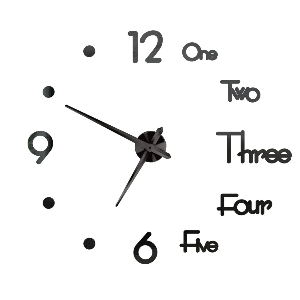 DIY 3D Self-Adhesive Mirrored Acrylic Wall Clock – Modern Frameless Timepiece for Home & Office