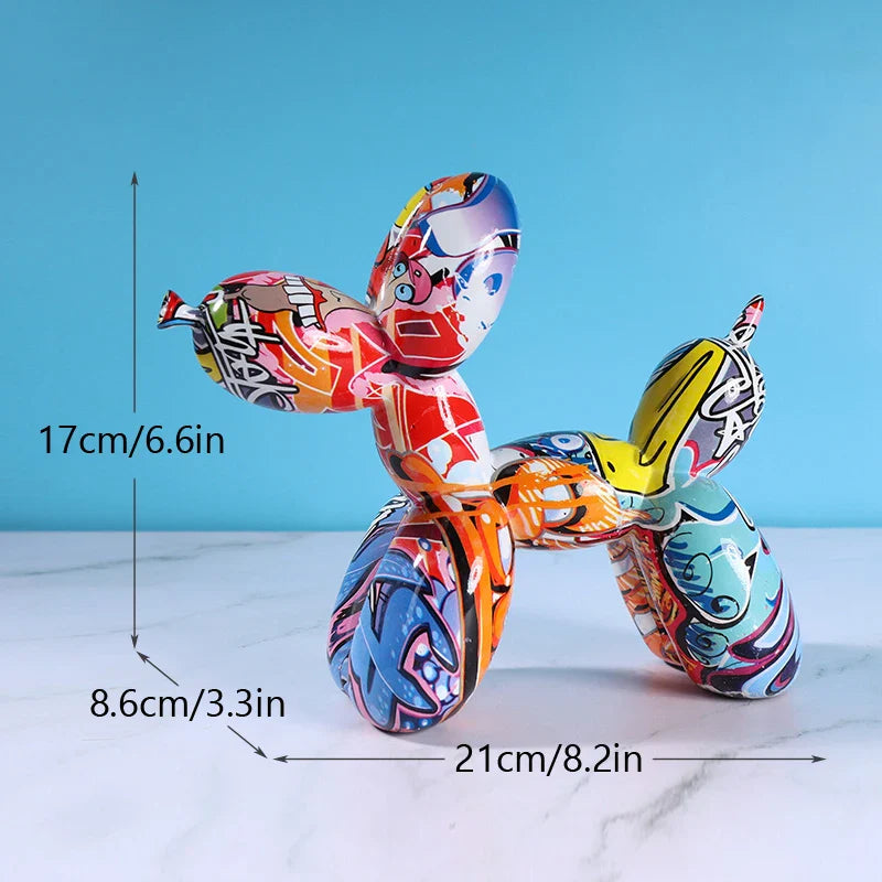 Colorful Balloon Dog Figurines – Artistic Resin Sculptures for Modern Home & Office Décor