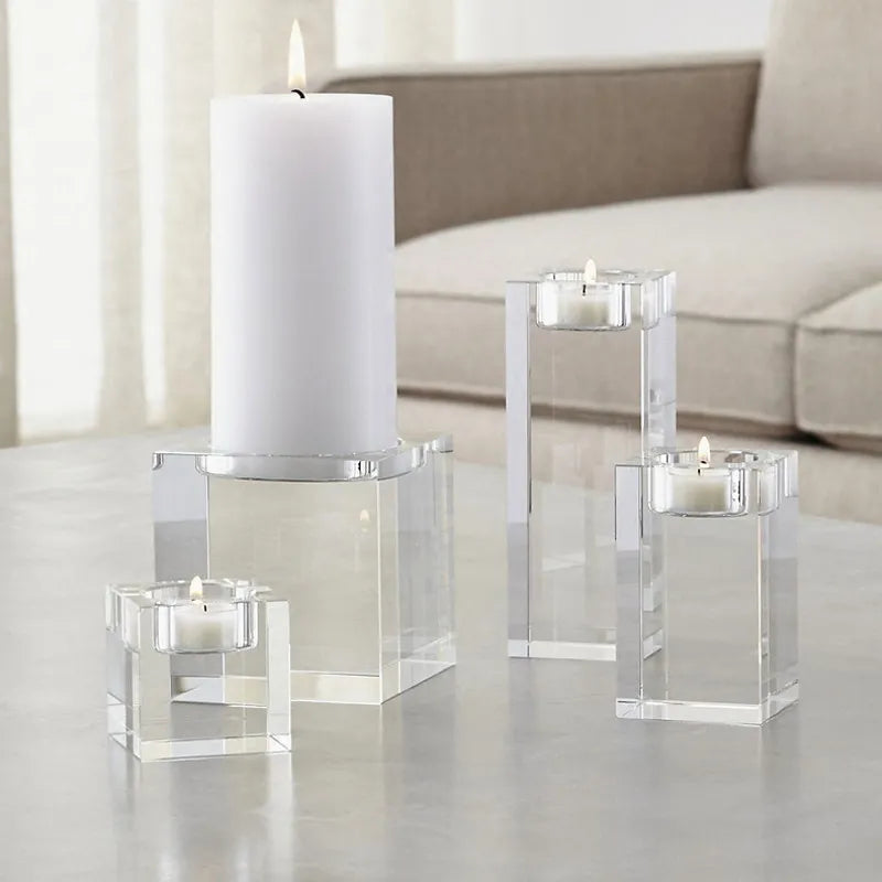 Modern Crystal Glass Candle Holders – Elegant Tabletop Decor – Available in 9 Sizes