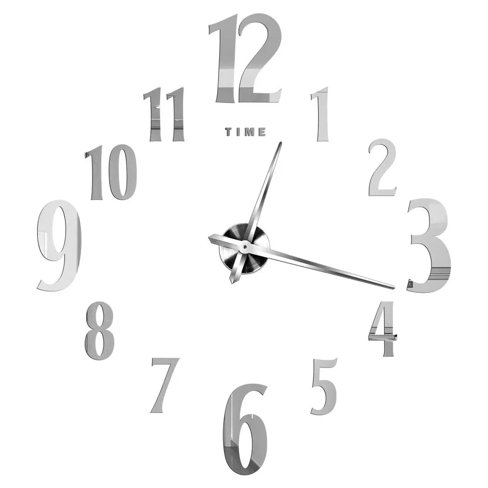 DIY 3D Self-Adhesive Mirrored Acrylic Wall Clock – Modern Frameless Timepiece for Home & Office