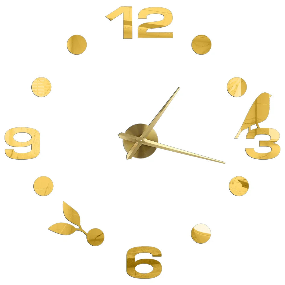 DIY 3D Self-Adhesive Mirrored Acrylic Wall Clock – Modern Frameless Timepiece for Home & Office