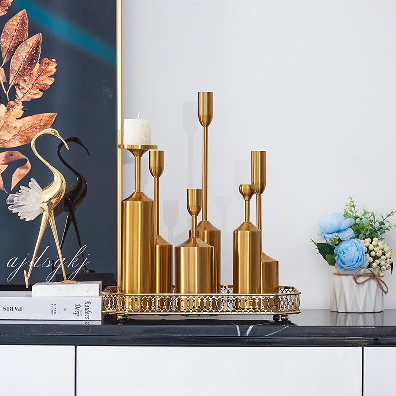 Elegant Golden Metal Candle Holders – Modern Decorative Stands for Home & Event Décor